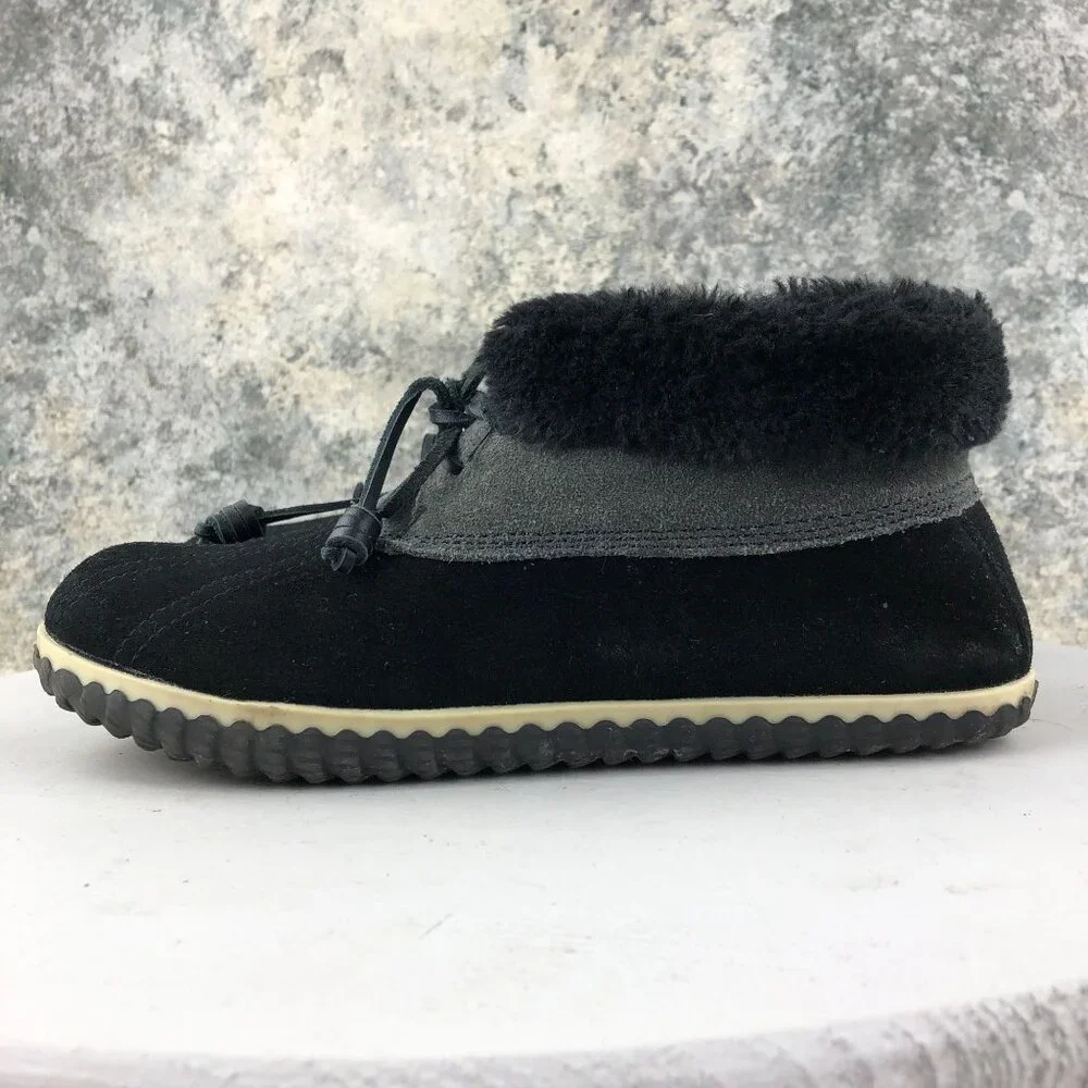 Sperry Women's Size 9M Top Sider Elayna Black Leather Faux Fur Duck Boot Booties